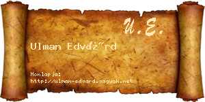 Ulman Edvárd névjegykártya